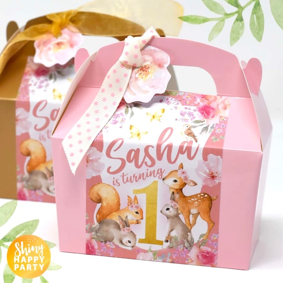 WOODLAND ANIMALS Personalised Party Box - Add matching paperie to co-ordinate your party decor - Table Settings Gift Bags Birthday Stickers