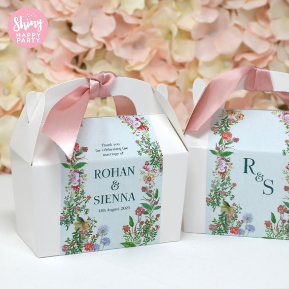 WEDDING FLORAL Personalised Wedding Favor Box, Cake, Sweets, Gift Boxes. Matching Table Decor & Paperie available.