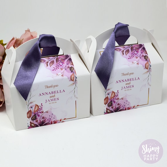 LILAC FERN Personalised Wedding Favor Box, Cake, Sweets, Gift Boxes. Matching Table Decor & Paperie available.