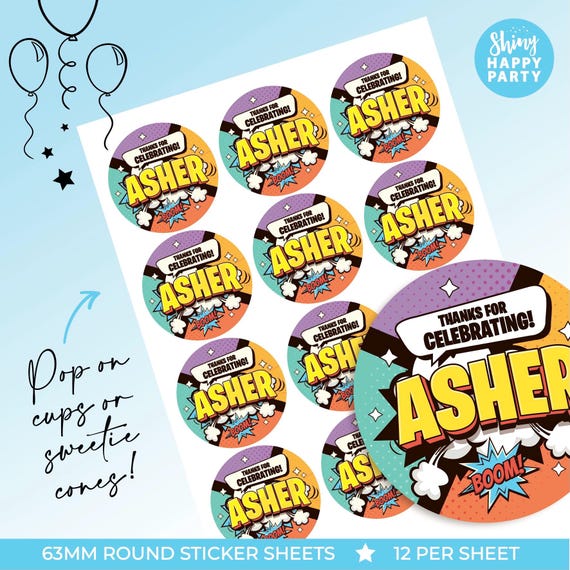 SUPERHERO COMIC Personalised Party Box - Add matching paperie to co-ordinate your party decor - Table Settings Gift Bags Birthday Stickers