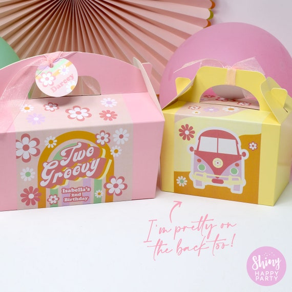 TWO GROOVY Personalised Party Box - Add matching paperie to co-ordinate your party decor - Table Settings Gift Bags Birthday Stickers