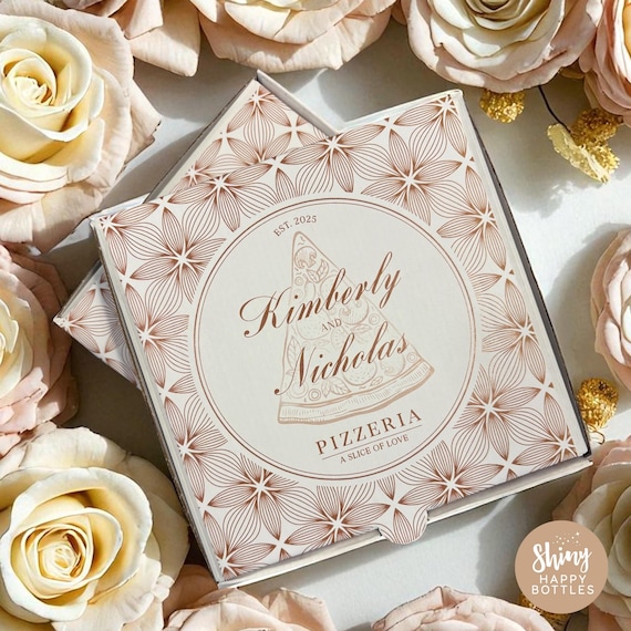 Custom Personalised Wedding Pizza Box –  7" Treat & Graze Box Pizzeria Favour Boxes Unique Wedding Reception Food Station