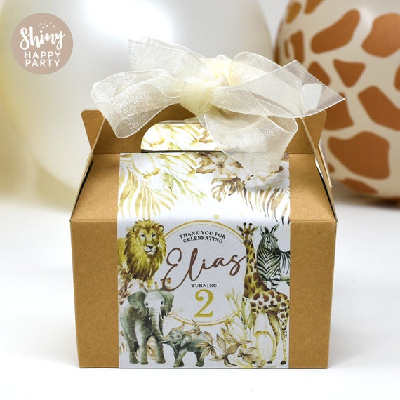 JUNGLE SAFARI ANIMALS Personalised Party Box - Add matching paperie to co-ordinate party decor - Table Settings Gift Bags Birthday Stickers