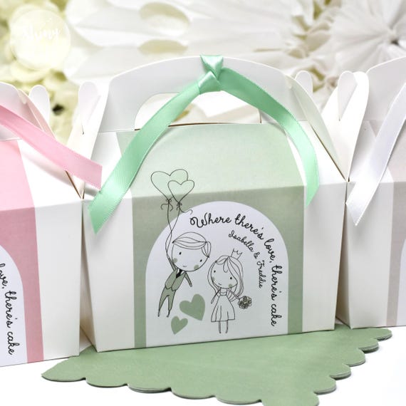 WEDDING CAKE Sweet Treat Personalised Wedding Favor Box, Sweets, Gift Boxes. Matching Table Decor & Paperie available.