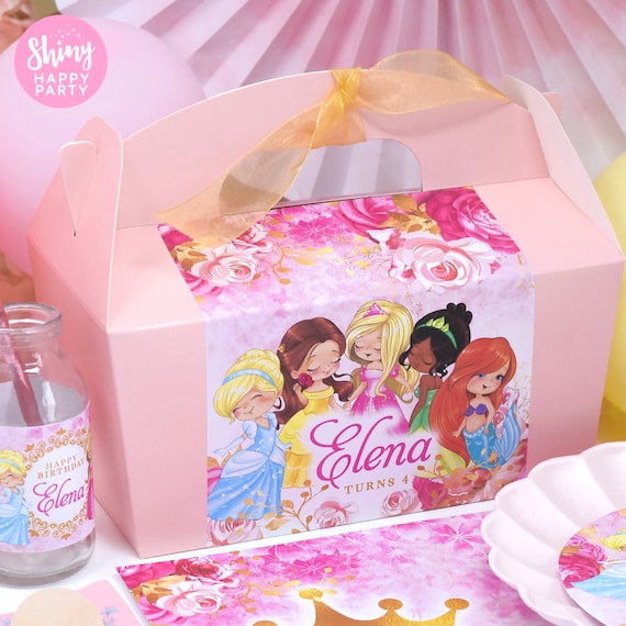 PRINCESSES Personalised Party Box - Add matching paperie to co-ordinate your party decor - Table Settings Gift Bags Birthday Stickers