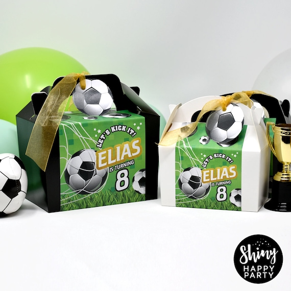FOOTBALL GOAL Personalised Party Box - Add matching paperie to co-ordinate your party decor - Table Settings Gift Bags Birthday Stickers