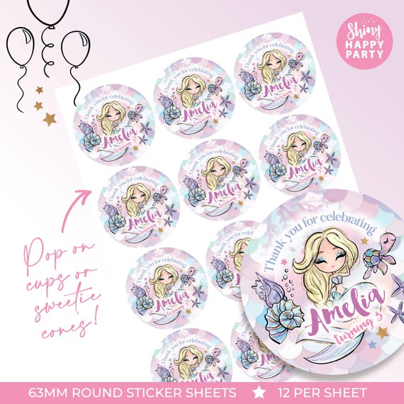 MERMAID GOLD SEA Pink Lilac Party Box Matching Party Tableware | Birthday Decorations | Ocean Theme Party Set | Placemats Stickers Wrappers