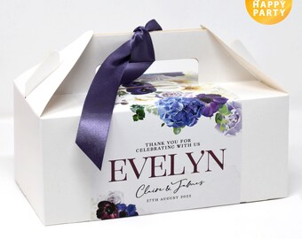 PERSONALISED Wedding White Lilac Purple Navy Picnic Sleepover Birthday Wedding Party Favor Bag Box Food Activity