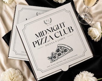 MIDNIGHT Pizza Club Box Personalised 7" Pizzeria for Elegant Wedding Grazing, Treats, Gifts, Favors Sophistication in Every Slice