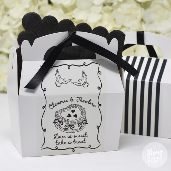 WEDDING CAKE Sweet Treat Personalised Wedding Favor Box, Sweets, Gift Boxes. Matching Table Decor & Paperie available.