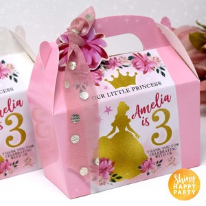 CROWN PRINCESS Personalised Party Box - Add matching paperie to co-ordinate your party decor - Table Settings Gift Bags Birthday Stickers