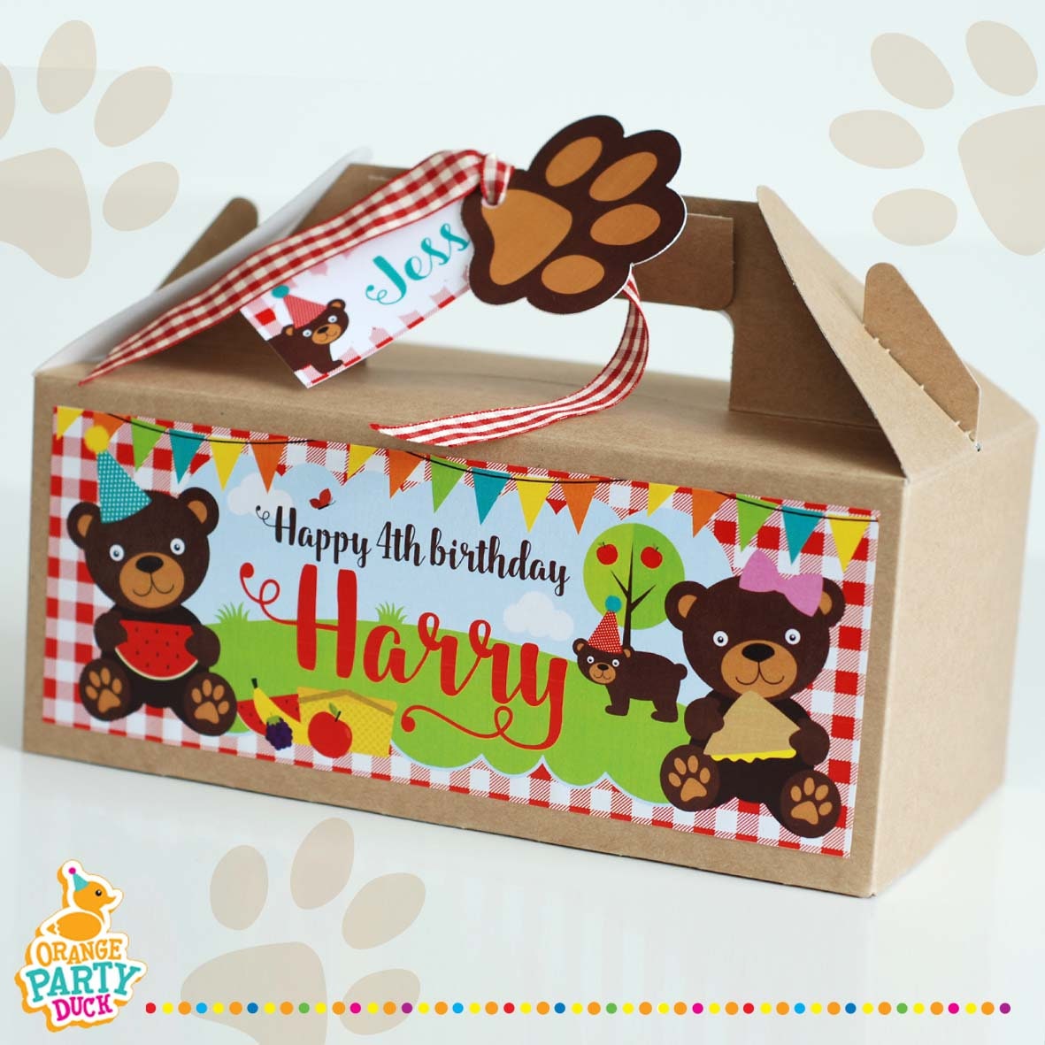 10 Osos De Peluche Fiesta De Picnic Cajas de regalo//bolsa de chicas chicos Goody presente Mini Caja
