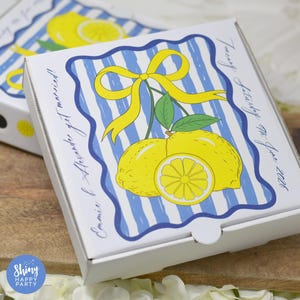 Boîte de fête personnalisée CITRON AMALFI AGRUMES. Petite pizza. Boîte de mariage. Bonbons, friandises, bouchées, cadeaux, cadeaux