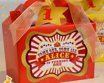 Personalised Gold Glam Circus Showtime Showman Carnival Birthday Celebration Party Gift Favor Bag Box Lunch Activity Pink Red Pastel Yellow