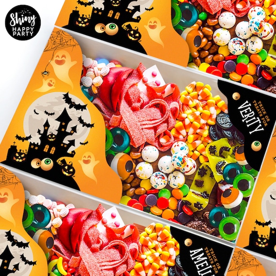 HALLOWEEN GRAZE BOX Personalised Deluxe Party Boxes with Clear lid. Party Food Tray for you to fill with treats and sweets