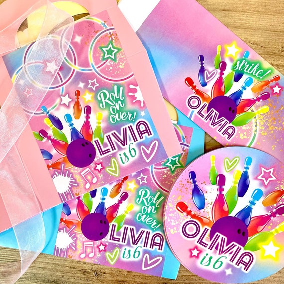 BOWLING Personalised Party Box - Add matching paperie to co-ordinate your party decor - Table Settings Gift Bags Birthday Stickers