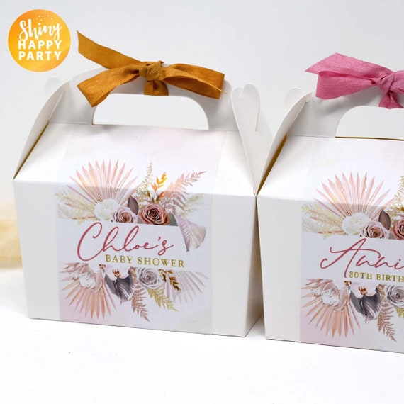 ROSE PALM Personalised Party Box - Add matching paperie to co-ordinate your party decor - Table Settings Gift Bags Stickers