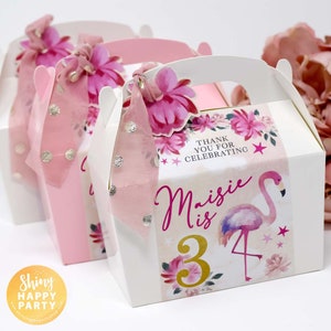 Personalised Mini Flower Pink Princess Castle Party Pink White Box Birthday Bag Personalised Mini Flower Pink Princess Castle Party Pink White Box Birthday Bag