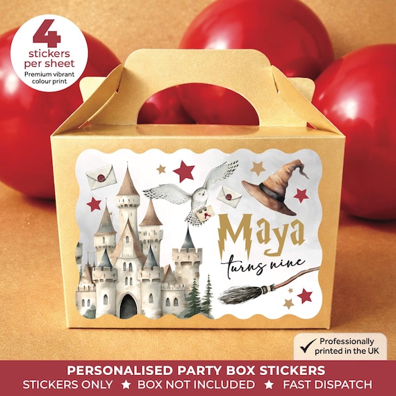 Personalised Magical Wizard Birthday Party Stickers - Castle Spells Theme Labels
