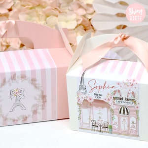 Pink Parisian French Chic Personalised Party Box - Ooh La La! Elegant Girl Birthday Hen France Table Decor Gift Bag Birthday Stickers