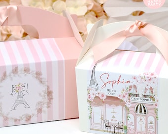Pink Parisian French Chic Personalised Party Box - Ooh La La! Elegant Girl Birthday Hen France Table Decor Gift Bag Birthday Stickers
