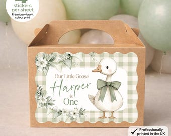 Personalised Silly Goose Birthday Party Bag Box Stickers - Our Little Goose Theme Labels