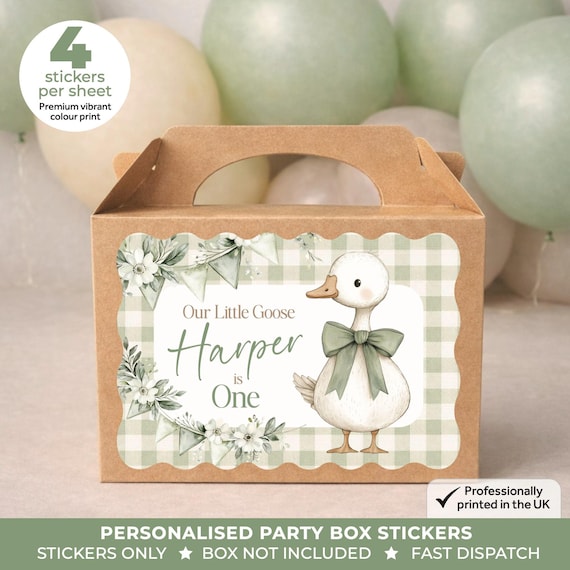 Personalised Silly Goose Birthday Party Stickers - Our Little Goose Theme Labels
