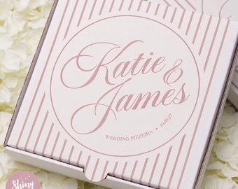 Dusky Pink Personalised Wedding Pizza Box - 7"  Minimalist Elegant Favour for Guests Grazing Treats Gifts - Sophistication in Every Slice