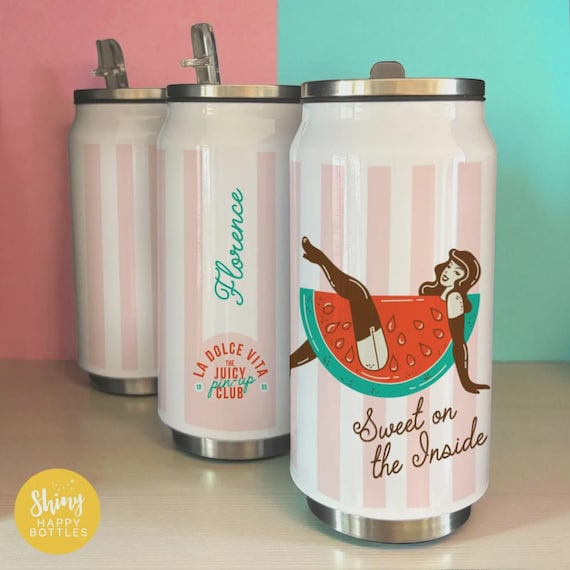 Personalised JUICY PIN-UP Club Retro Aesthetic Drink Reusable 255ml Soda Can Tumbler - Ultimate Stylish Party Favour Gift Water Bottle