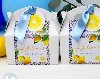 AMALFI LEMON Personalised Party Box - Add matching paperie to co-ordinate your party decor - Table Settings Gift Bags Favours Stickers