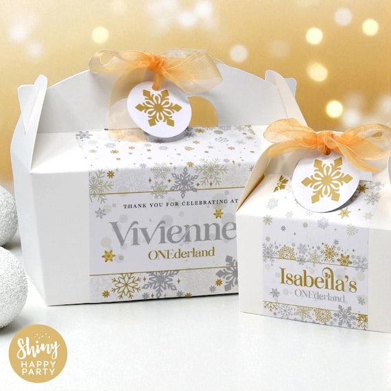 SNOWFLAKE SILVER Personalised Party Box - Add matching paperie to co-ordinate your party decor - Table Settings Gift Bags Birthday Stickers