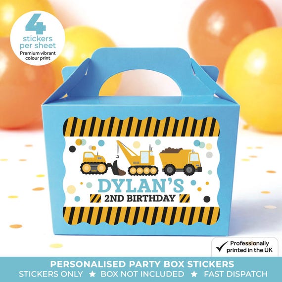 Personalised DIGGER Birthday Party Stickers - Construction Labels