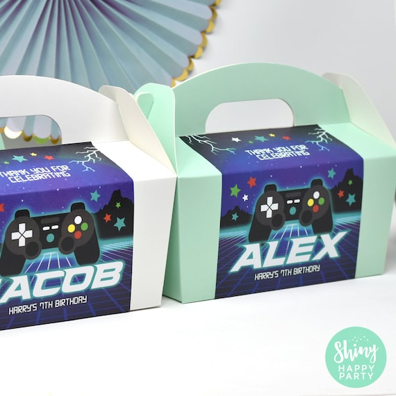 GAMING GAMER Personalised Party Box - Add matching paperie to co-ordinate your party decor - Table Settings Gift Bags Birthday Stickers