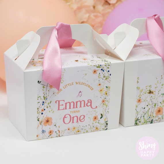 WILD FLOWERS Personalised Party Box - Add matching paperie to co-ordinate your party decor - Table Settings Gift Bags Birthday Stickers