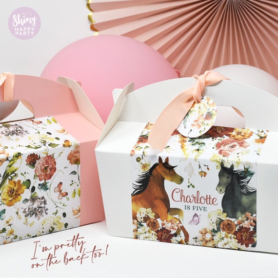 FLOWER PONY Personalised Party Box - Add matching paperie to co-ordinate your party decor - Table Settings Gift Bags Birthday Stickers