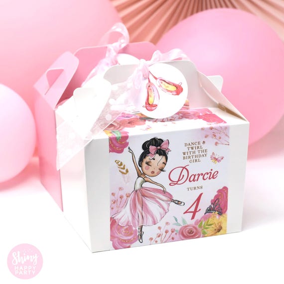 BEAUTIFUL BALLERINA Personalised Party Box - Add matching paperie to co-ordinate party decor - Table Settings Gift Bags Birthday Stickers
