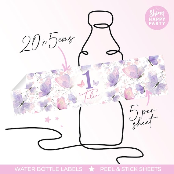 BUTTERFLY PINK LILAC Personalised Party Box - Add matching paperie to co-ordinate party decor - Table Settings Gift Bags Birthday Stickers