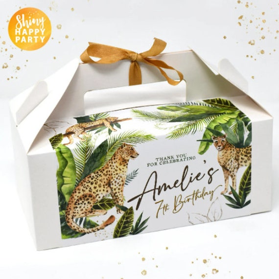 LEOPARD GOLD Personalised Party Box - Add matching paperie to co-ordinate your party decor - Table Settings Gift Bags Birthday Stickers