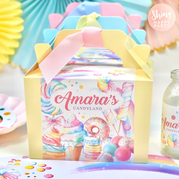CANDY PASTEL Personalised Party Box - Add matching paperie to co-ordinate your party decor - Table Settings Gift Bags Birthday Stickers