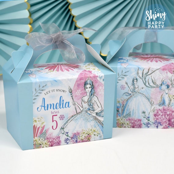 ICE PRINCESS Personalised Party Box - Add matching paperie to co-ordinate your party decor - Table Settings Gift Bags Birthday Stickers