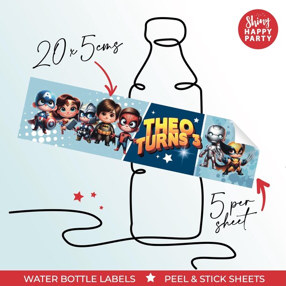 SUPERHEROES POW Personalised Party Box - Add matching paperie to co-ordinate your party decor - Table Settings Gift Bags Birthday Stickers