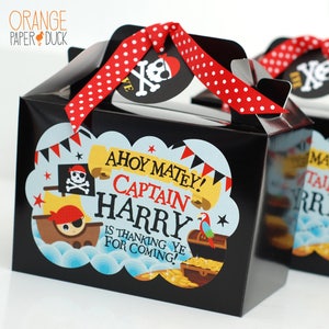 PIRATE SKULL Gepersonaliseerde feestdoos - Voeg bijpassende paperie toe om je feestdecor te coördineren - Tafelinstellingen Cadeauzakjes Verjaardagsstickers