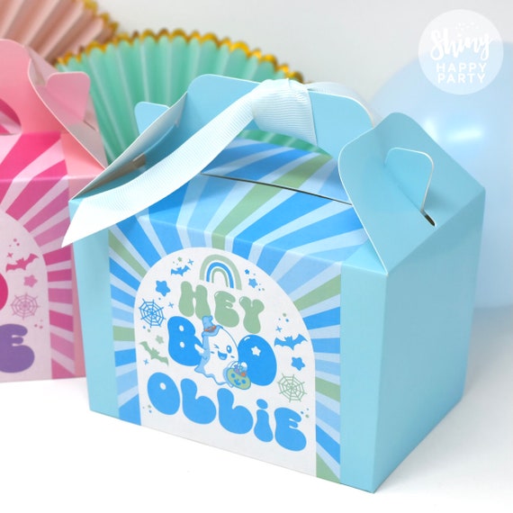 HALLOWEEEN PASTEL Personalised Party Box, Bottle Wrappers, Cutlery Wraps, Place Mats, Plate Toppers, Stickers. Food boxes