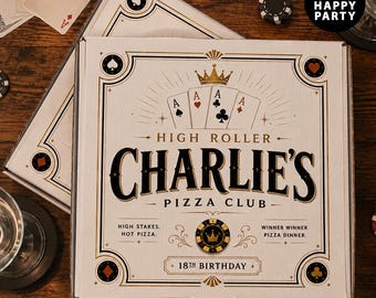 Personalised Casino Pizza Box - 7" Party Favour Gift for Elegant Wedding Birthday Casino, Treats, Sophistication in Every Slice
