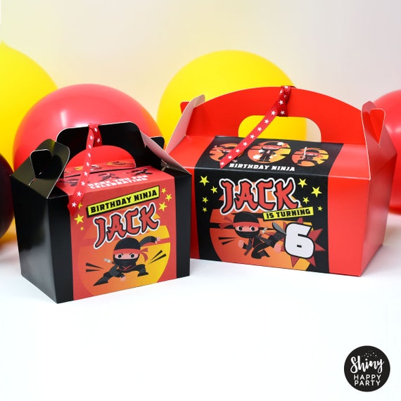 NINJA Personalised Party Box - Add matching paperie to co-ordinate your party decor - Table Settings Gift Bags Birthday Stickers