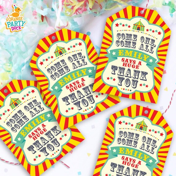 Personalised Mini Favor Box Circus Showtime Showman Carnival Birthday Party Bag