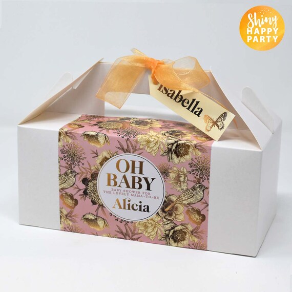 VINTAGE ORNATE BIRD Personalised Party Box - Add matching paperie to co-ordinate your party decor - Table Settings Gift Bags Stickers