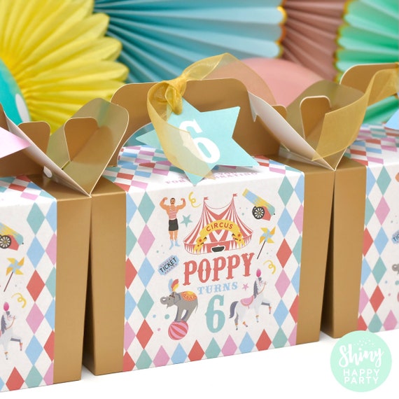CIRCUS PASTEL Personalised Party Box - Add matching paperie to co-ordinate your party decor - Table Settings Gift Bags Birthday Stickers