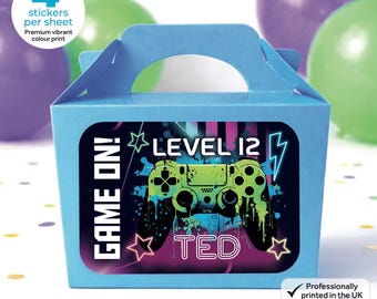 Personalised Gamer Birthday Party Stickers - Level Up Gaming Labels