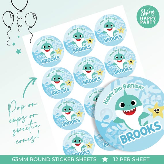 UNDER THE SEA Blue Shark Party Box & Matching Party Tableware | Birthday Decorations | Ocean Theme Party Set | Stickers, Wrappers